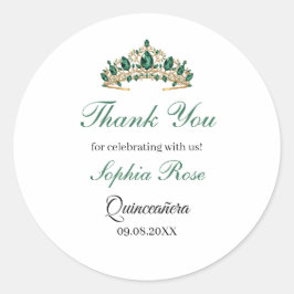 Emerald Green Gold Tiara Quinceañera Sticker