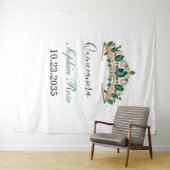 Emerald Green Gold Tiara Quinceañera Tapestry Wandkleed (In Situ (horizontaal))