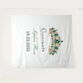 Emerald Green Gold Tiara Quinceañera Tapestry Wandkleed (Voorkant (horizontaal))