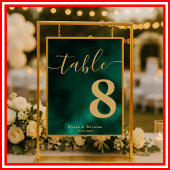Emerald Green & Gold Trouwtafel Nummer Poster