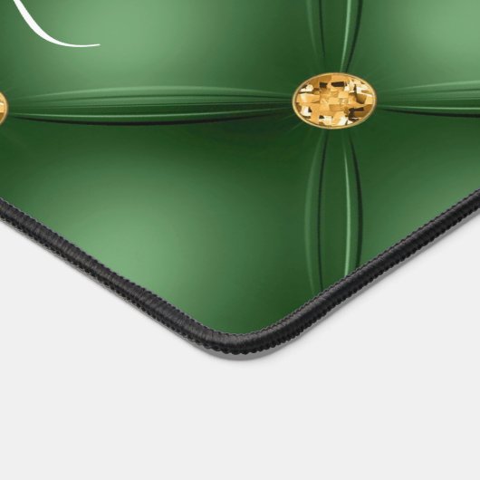 Emerald Green Gold Tuft Desk Mat met aangepaste na (Hoek)