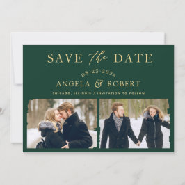 Emerald Green Gold Unieke penseelstreek 2 Foto Save The Date