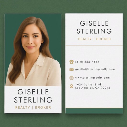 Emerald Green Gold Vastgoedmakelaar Professional Visitekaartje