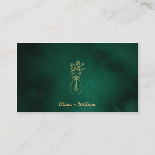 Emerald Green & Gold veroveren de liefde QR bruilo Informatiekaartje (Achterkant)