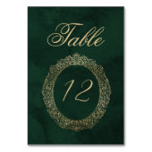 Emerald Green Gold Victorian Wedding table number Kaart (Voorkant)