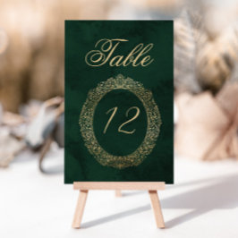 Emerald Green Gold Victorian Wedding table number Kaart