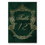 Emerald Green Gold Victorian Wedding table number Kaart (Achterkant)