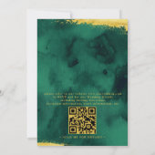 Emerald Green Gold Watercolor QR Code Wedding Kaart (Achterkant)