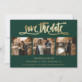 Emerald Green Gold Wedding 4 Foto Save the Date (Voorkant)