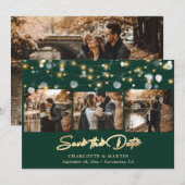 Emerald Green Gold Wedding 4 Foto Save the Date (Voorkant / Achterkant)