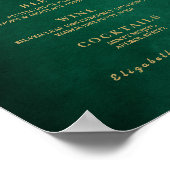 Emerald Green & Gold Wedding Bar Menu Poster (Hoek)
