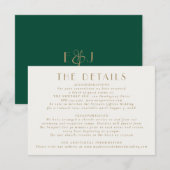 Emerald Green Gold| Wedding Details Enclosure Card Informatiekaartje (Voorkant / Achterkant)