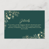 Emerald Green Gold Wedding Details Informatiekaartje (Voorkant)