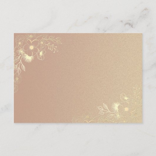 Emerald Green Gold Wedding Details Informatiekaartje (Achterkant)