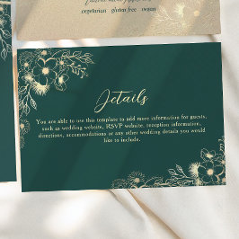 Emerald Green Gold Wedding Details Informatiekaartje
