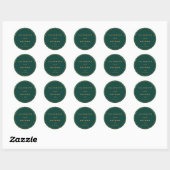 Emerald Green & Gold Wedding Envelope Seals Ronde Sticker (Vel)