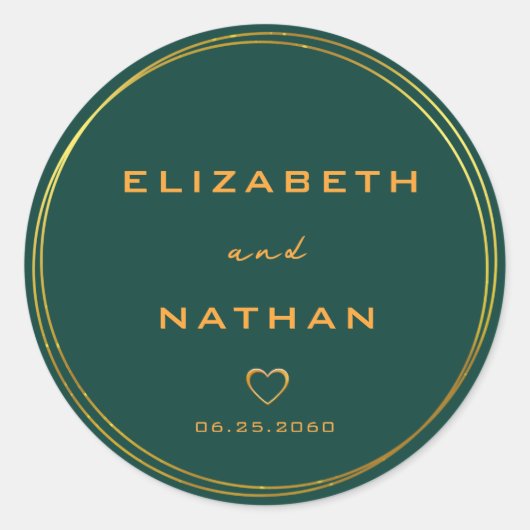 Emerald Green & Gold Wedding Envelope Seals Ronde Sticker (Voorkant)