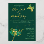 Emerald green gold Wedding Invitation Folie Feestdagenkaart (Voorkant)