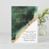 Emerald Green & Gold Wedding Invitation Kaart (Staand voorkant)