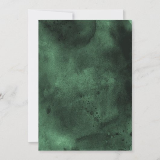 Emerald Green & Gold Wedding Invitation Kaart (Achterkant)