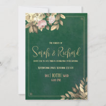Emerald Green & Gold Wedding Invitation