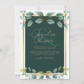 Emerald Green Gold Wedding Invitding Digital Kaart (Voorkant)