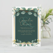 Emerald Green Gold Wedding Invitding Digital Kaart (Staand voorkant)