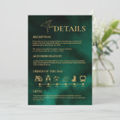  Emerald Green & Gold Wedding Order of Events  Kaart (Staand voorkant)