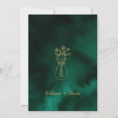  Emerald Green & Gold Wedding Order of Events  Kaart (Achterkant)