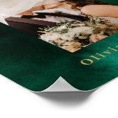 Emerald Green & Gold Wedding PHOTO Table Number  Poster (Hoek)