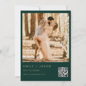 Emerald Green Gold Wedding QR Code Foto Kaart (Achterkant)