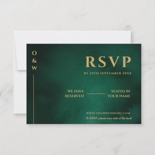 Emerald Green & Gold Wedding QR Code RSVP (Voorkant)