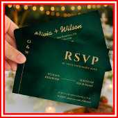 Emerald Green & Gold Wedding QR Code RSVP