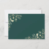Emerald Green Gold Wedding RSVP Kaartje (Achterkant)