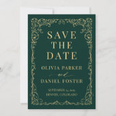 Emerald Green Gold Wedding Save the Date (Voorkant)