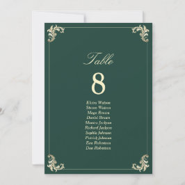 Emerald Green Gold Wedding Seating Chart