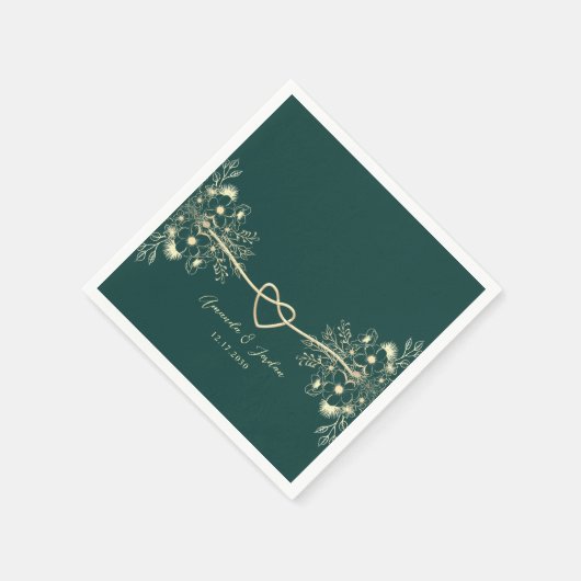 Emerald Green Gold Wedding Servet (Hoek)