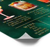Emerald Green & Gold Wedding Signature Drinken Bar Poster (Hoek)