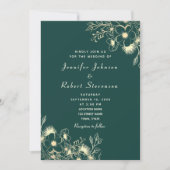 Emerald Green Gold Wedding Uitnodiging (Voorkant)