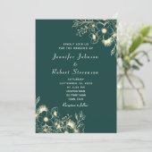 Emerald Green Gold Wedding Uitnodiging (Staand voorkant)