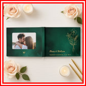 Emerald Green & Gold Wildflowers Wedding Gastenboek