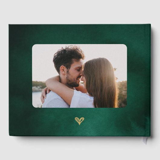 Emerald Green & Gold Wildflowers Wedding Gastenboek (Achterkant)