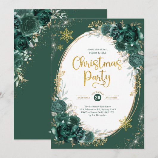 Emerald Green Gold Winter Kerstfeest Kaart (Voorkant / Achterkant)