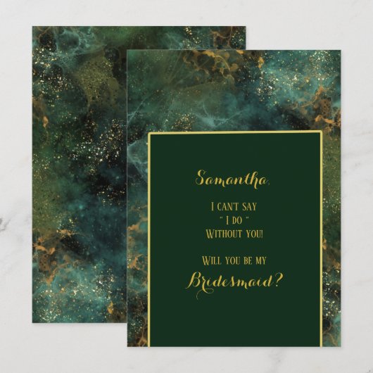 Emerald Green & Gold zal mijn Bridesmaid zijn Kaart (Voorkant / Achterkant)