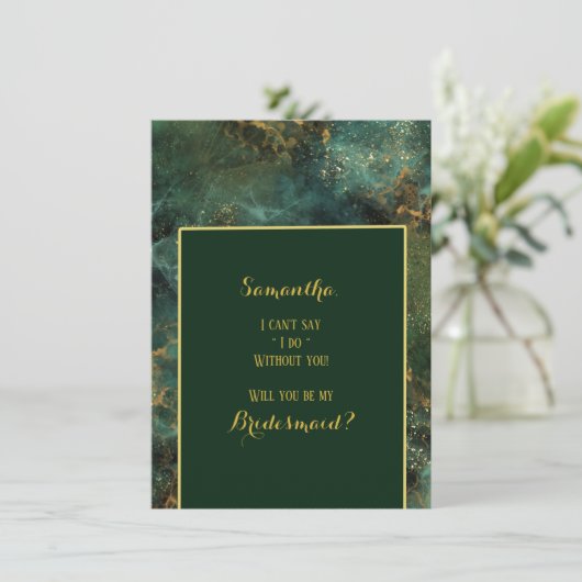 Emerald Green & Gold zal mijn Bridesmaid zijn Kaart (Staand voorkant)