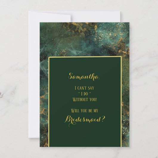 Emerald Green & Gold zal mijn Bridesmaid zijn Kaart (Voorkant)