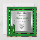 Emerald Green Gold Zebra Black — hoge hiel-schokke Kaart (Achterkant)