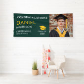 Emerald Green Gold Zwart Foto Afstuderen Afstudere Spandoek (Insitu)