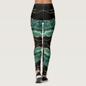 Emerald Green Gold Zwarte Leggings (Achterkant)