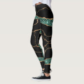 Emerald Green Gold Zwarte Leggings (Links)